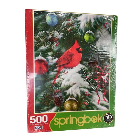 Springbok 500 Piece Puzzle Cardinal Christmas Tree Ornaments Sealed‎ USA Made - Picture 1 of 9